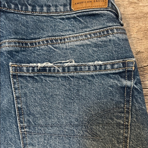 American Eagle AE Jeans Womens 6 short Blue stretch Super High Rise Straight - Picture 11 of 12